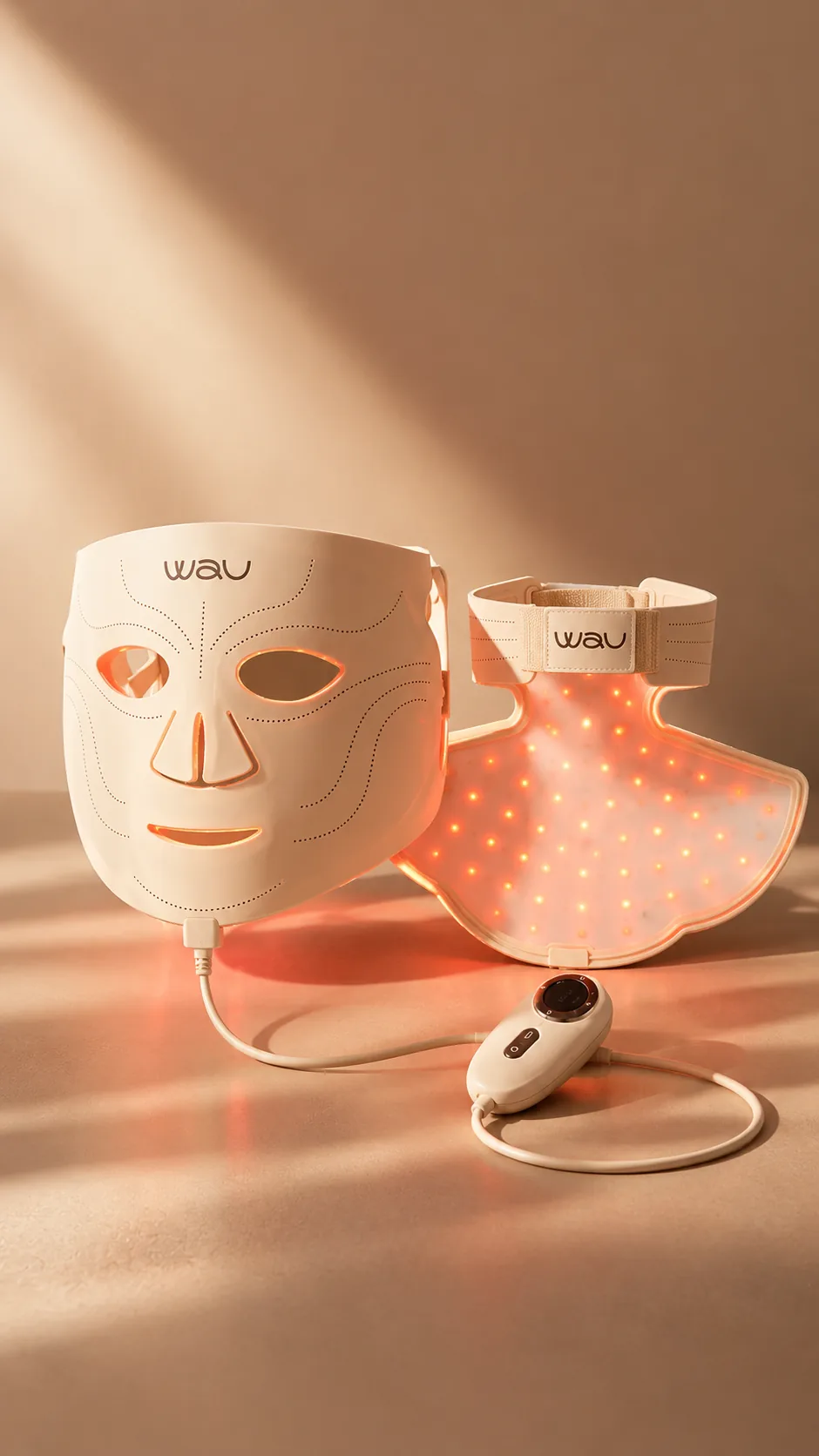 WAU LED SET Face and Décolleté Masks, view 3, AI-generated editorial scene, not a product photograph