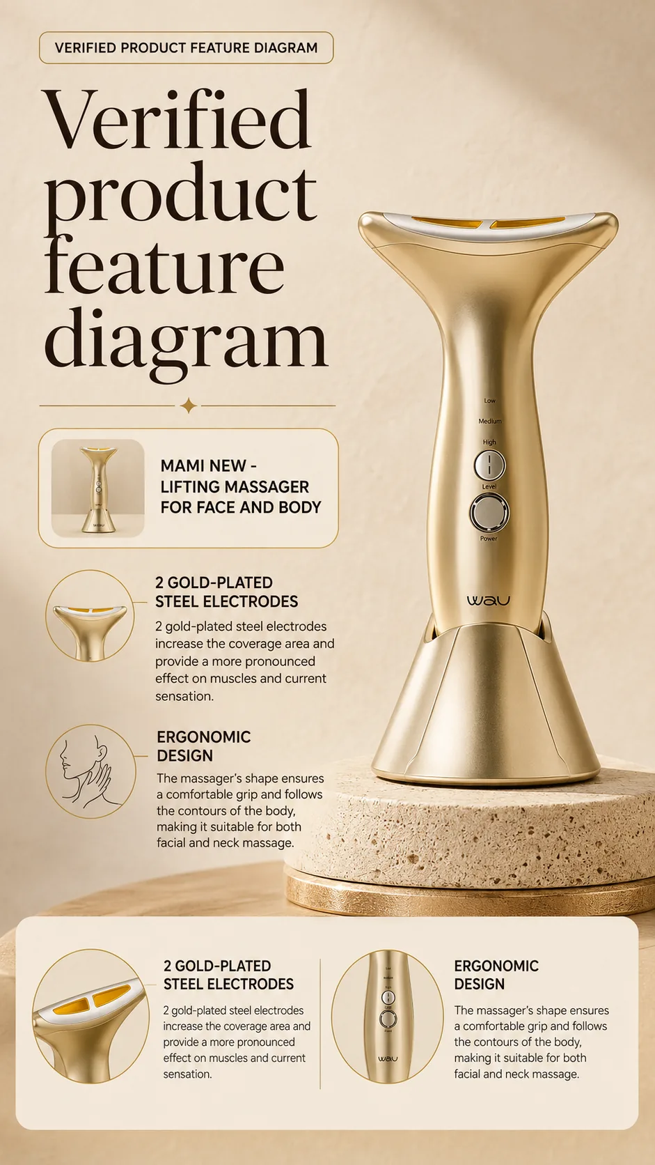 WAU MAMI Lifting Massager, view 7, AI-generated editorial scene, not a product photograph