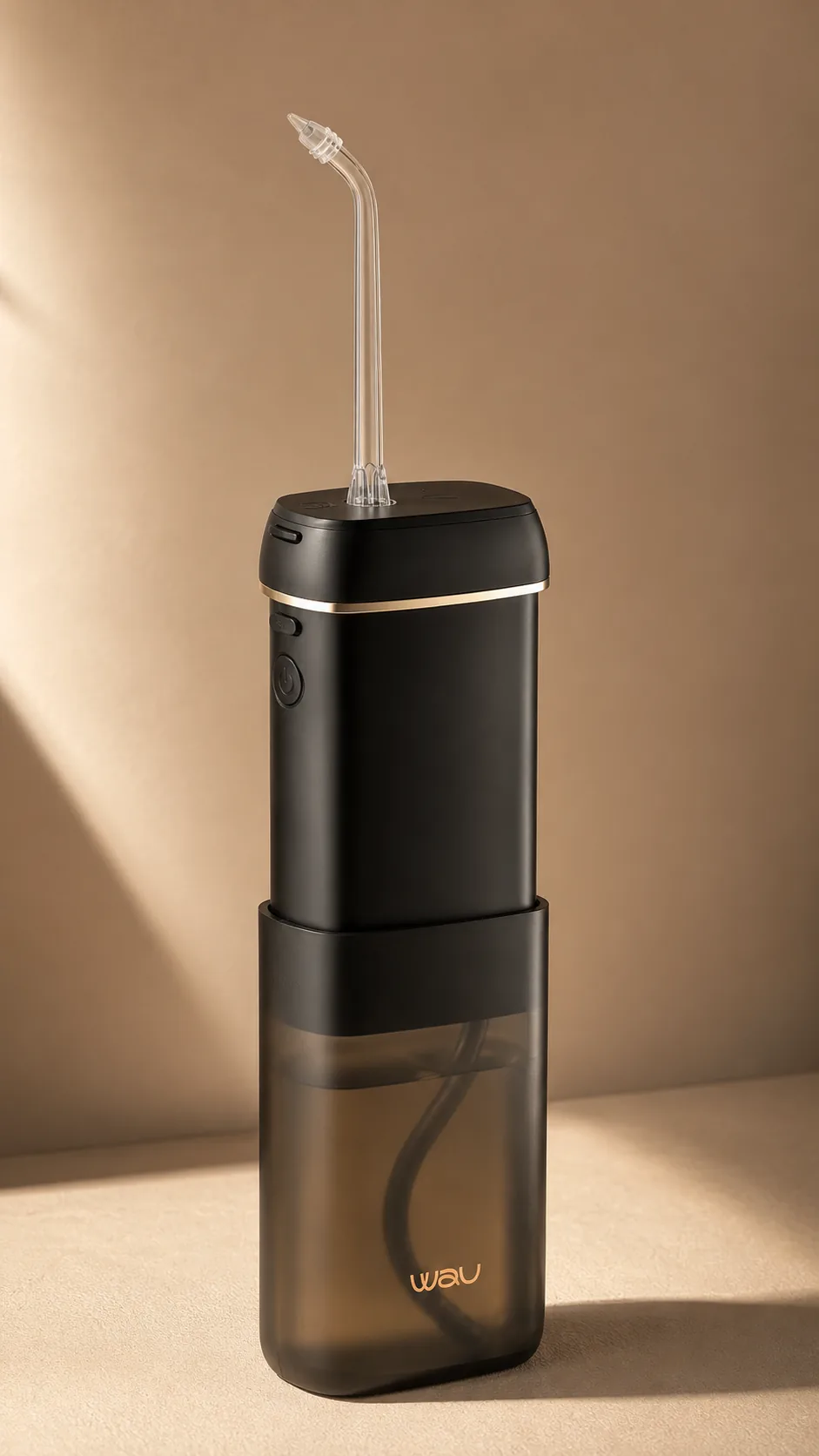 WAU MIGA BLACK Oral Irrigator, view 3, AI-generated editorial scene, not a product photograph