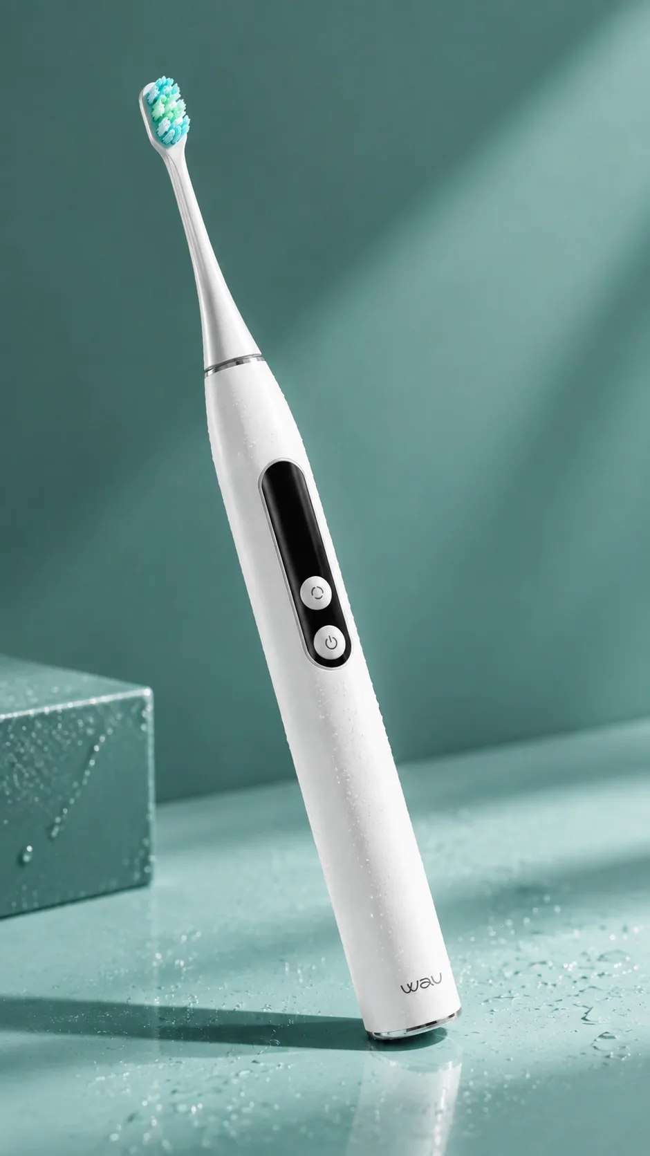 WAU MORI 2.0 Sonic Toothbrush, view 3, AI-generated editorial scene, not a product photograph