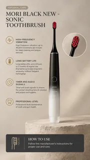 WAU MORI BLACK Sonic Toothbrush, view 6
