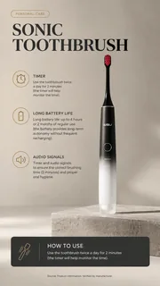 WAU MORI BLACK Sonic Toothbrush, view 7