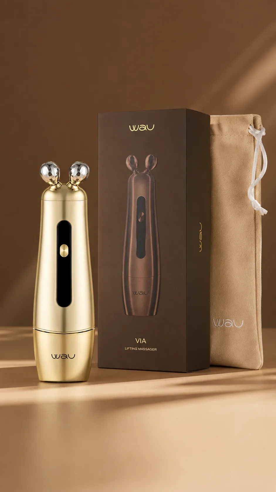 WAU VIA Gold Lifting Massager, view 2, AI-generated editorial scene, not a product photograph