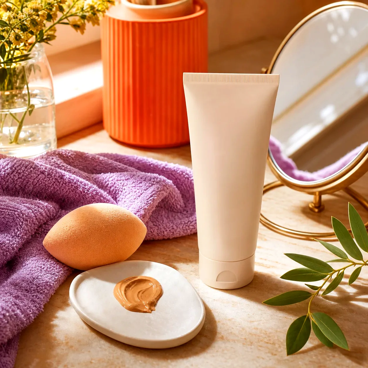 Tinted mineral sunscreen being applied